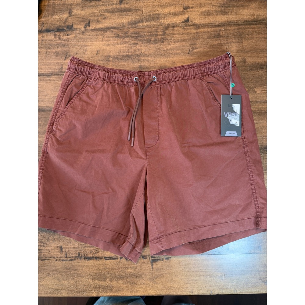 VRST Mens 7 Inch Inseam Easy Short Earth Brown Stretch Elastic Waist Large NWT
